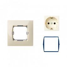 Kit Presa Tipo F Schuko con Messa a Terra SIMON 27 Azzurro