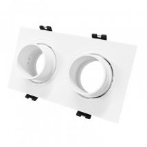 Portafaretto Downlight Quadrato Basculante Basso UGR per due Lampadine LED GU10 / GU5.3 Foro 75x150 mm Bianco