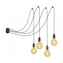 Spider Wood & Cloth Pendant Lamp Creative-Cables SPL114RN06DCGL - Wengué