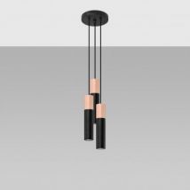 Pablo 3 Wooden Pendant Lamp SOLLUX - Black