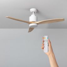 Mersin Wooden White Outdoor Ceiling Fan with DC Motor 132cm - White