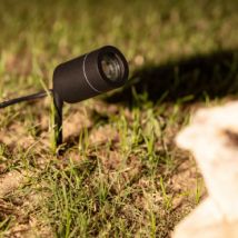 Porto Outdoor LED Spotlight with Spike with GU10 Bulb - Black