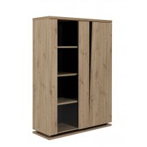 Meuble vitrine décor bois et noir Galice
