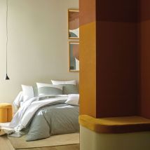 Parure de lit bicolore percale, Duo BLANC DES VOSGES