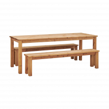 Table 200 x 78 cm avec Deux Bancs en Bois Eloise EKJU