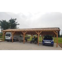 Abri deux Pentes Faitage Décalé pour Voiture Champagne Ardenne en Bois CPBF