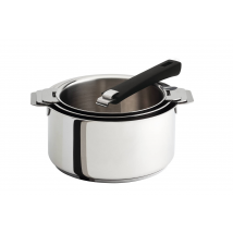 Set 3 casseroles Mutine avec poignée amovible noire CRISTEL