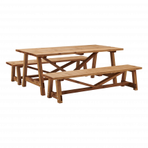 Table avec deux bancs en bois massif Edwina CAMIF