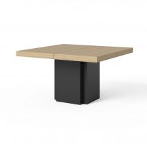 Table à manger carrée décor bois et noir pied central 8 personnes Dusk
