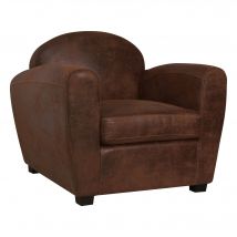 Fauteuil microfibre aspect cuir vieilli Owen