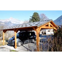 Abri deux Pentes pour Voiture Bourgogne en Bois CPBF