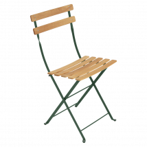 Lot de 2 Chaises Pliantes Bistro Naturel en Acier et en Bois