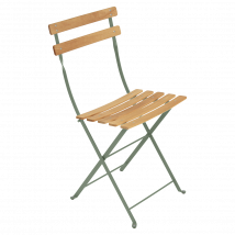 Lot de 2 Chaises Pliantes Bistro Naturel en Acier et en Bois