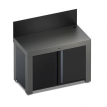 Meuble de Cuisine pour Plancha 120 x 60 cm Félix en Acier Gris et Noir ENO