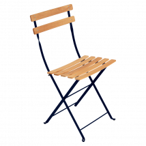 Lot de 2 Chaises Pliantes Bistro Naturel en Acier et en Bois
