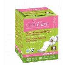 Silver Care Ultracienkie wkładki higieniczne o anatomicznym kształcie 100% bawełny organicznej (oddzielnie pakowane) 24 szt.
