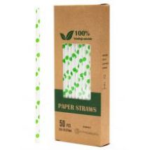 Biodegradowalni Naturalne papierowe słomki do napojów Zielone jabłko 19,7 x 0,6 cm 50 szt.