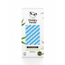 The Cheeky Panda Słomki bambusowe jednorazowe, biodegradowalne, niebieskie paski 250 szt.