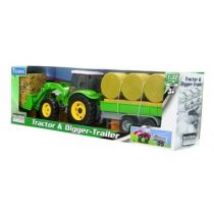 Traktor-spychacz zielony z przyczepą z belami 1:32 Teama
