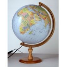 Globus polityczno fizyczny podświetlany drewniana stopka