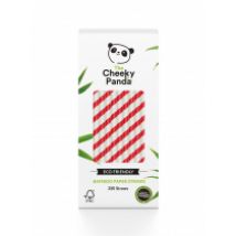 The Cheeky Panda Słomki bambusowe jednorazowe, biodegradowalne, czerwone paski 250 szt.