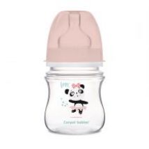 Canpol Babies Butelka szeroka antykolkowa EasyStart Exotic Animals różowa 0 m+ 120 ml