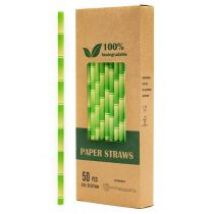 Biodegradowalni Naturalne papierowe słomki do napojów Zielony bambus 19,7 x 0,6 cm 50 szt.