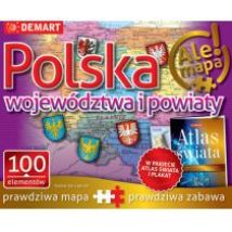 Puzzle 100 el. Polska. Województwa i powiaty + atlas