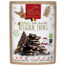 Belvas Świąteczne kawałki czekolady gorzkiej z solonym karmelem i cukierkami fair trade bezglutenowe 150 g Bio