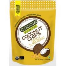 Cocomi Chipsy kokosowe pikantne z kurkumą prażone bezglutenowe 40 g Bio