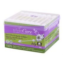 Silver Care Patyczki higieniczne do uszu dla niemowląt i dzieci 100% bawełny organicznej 56 szt.