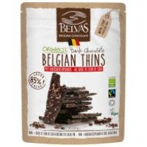 Belvas Kawałki czekolady gorzkiej 85% z kruszonymi ziarnami kakao bezglutenowe fair trade Bio
