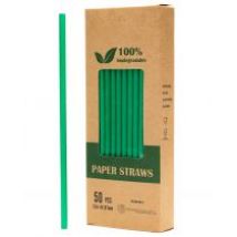 Biodegradowalni Naturalne papierowe słomki do napojów zielone 19,7 x 0,6 cm 50 szt.
