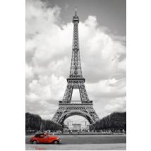 Paryż Wieża Eiffla - Czerwony Samochód - plakat