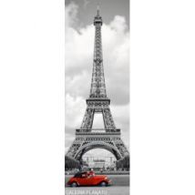 Paryż Wieża Eiffla Czerwony Samochód - plakat