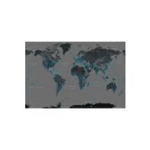 Mapa Świata Czarno Niebieska - plakat