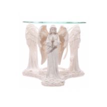 Biała figurka modlących się aniołów - podstawka pod świeczki i kominek do aromaterapii