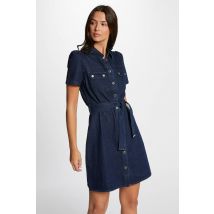 Robe À Manches Courtes - Mid Blue Denim