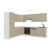 Vicco Cucina angolare completa Pannello di quercia/bianco 227 x 287 cm , PL Marmo