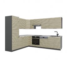 Vicco Cucina angolare completa Pannello in rovere/antracite 227 x 287 cm , PL Marmo