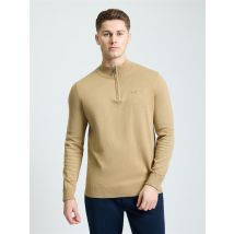 Long  Sleeve 1/4 Zip Funnel Neck Sweater Sand