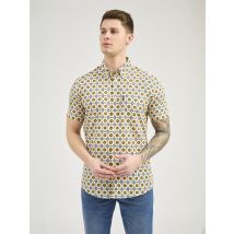 Block Checkerboard Floral Shirt Sunflower