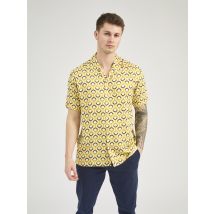 Short Sleeve Retro Geo Print Shirt Sunflower