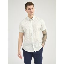 Short Sleeve Stipple Geo Print Shirt Snow White