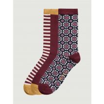 3 Pack Mod Stripe Sock Wine