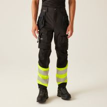 Regatta Professional Men's Water-repellent Hi-vis X-pro Stretch Holster Trousers Class 1 Black Yellow, Size: 40 S