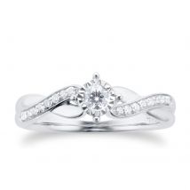 9 Carat White Gold 0.18 Carat Diamond Crossover Engagement Ring - Ring Size I