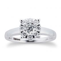 18ct White Gold 0.50 Carat Total Weight Diamond Multi Stone Ring - Ring Size O