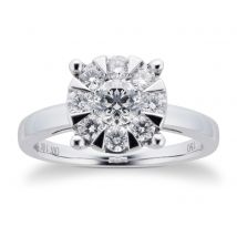 18ct White Gold 1.00 Carat Total Weight Diamond Multi Stone Ring - Ring Size L