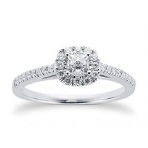 18ct White Gold Princess Cut 0.40 Carat 88 Facet Diamond Ring - Ring Size P